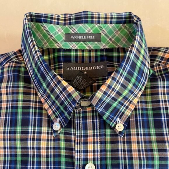 ☀️SALE☀️ SADDLEBRED Short Sleeve Men's button down shirt Size L - Picture 1 of 13